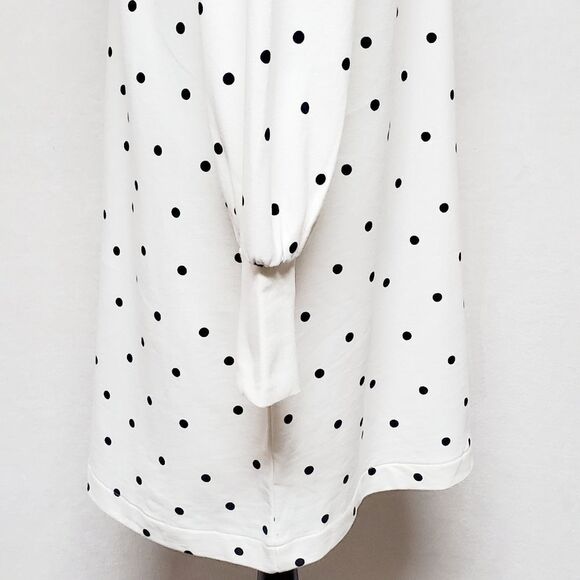 BODEN Ramona Sweatshirt Dress Long Sleeve Ivory Navy Blue Polka-dot 100% Cotton - Picture 6 of 12